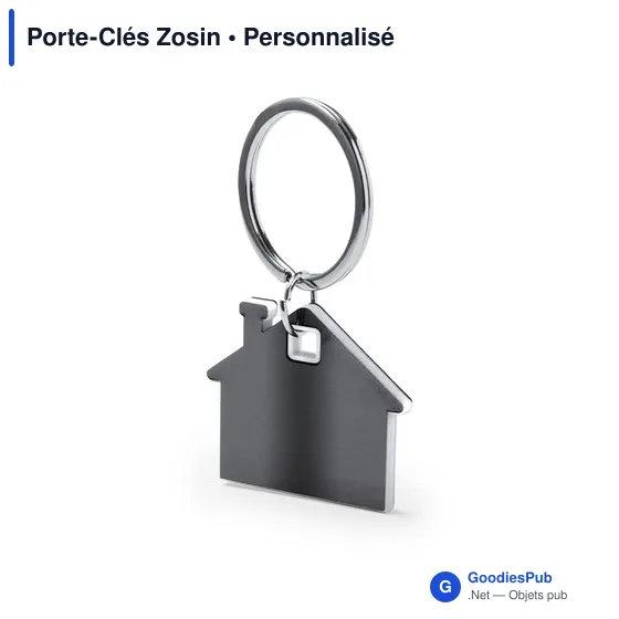 Porte-clés personnalisable en acier inoxydable avec logo - Zosin - Image 2