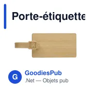 Porte-étiquette de valise personnalisable en bambou avec logo - Miniature 1