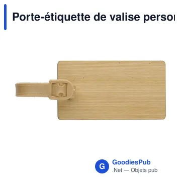 Porte-étiquette de valise personnalisable en bambou avec logo