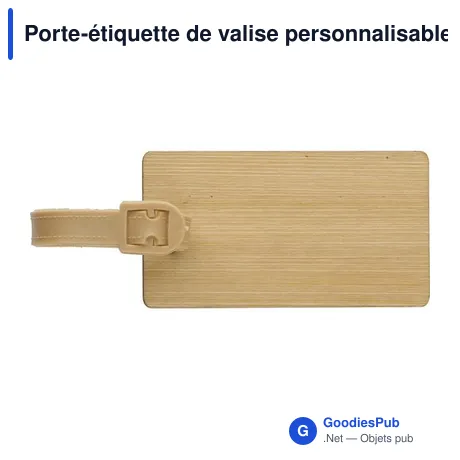 Porte-étiquette de valise personnalisable en bambou avec logo