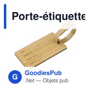 Porte-étiquette de valise personnalisable en bambou avec logo - Miniature 2