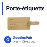Porte-étiquette de valise personnalisable en bambou avec logo - Miniature 3
