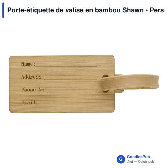 Porte-étiquette de valise personnalisable en bambou avec logo - Image 3