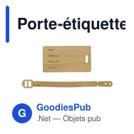 Porte-étiquette de valise personnalisable en bambou avec logo - Miniature 4
