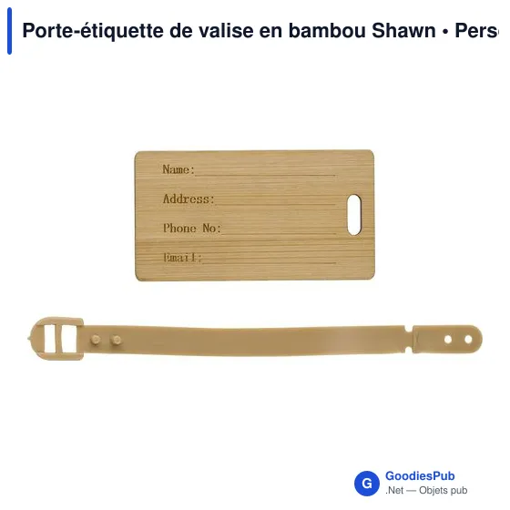 Porte-étiquette de valise personnalisable en bambou avec logo - Image 4