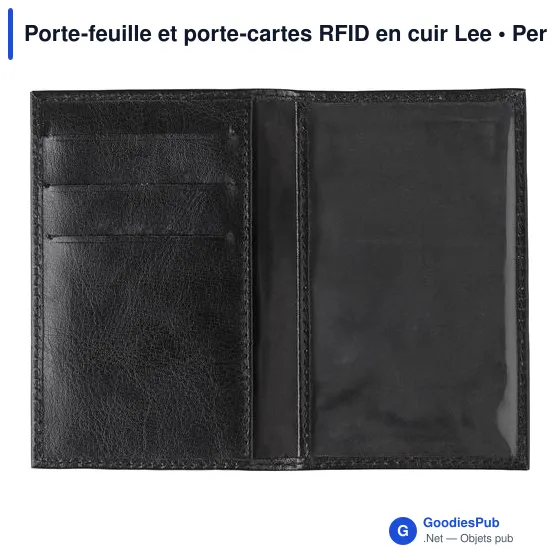 Porte-feuille et porte-cartes RFID personnalisable en cuir Leeavec logo - Image 2