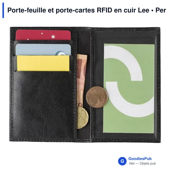 Porte-feuille et porte-cartes RFID personnalisable en cuir Leeavec logo - Image 3