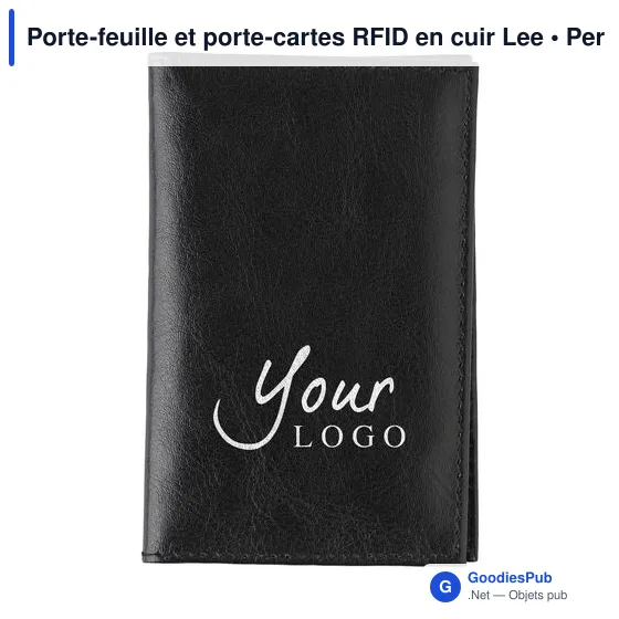 Porte-feuille et porte-cartes RFID personnalisable en cuir Leeavec logo - Image 4
