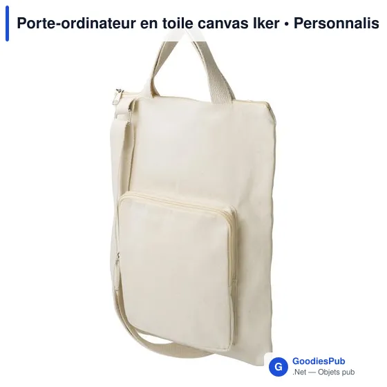 Porte-ordinateur personnalisable Iker avec logo - Sacoche en toile - Image 2