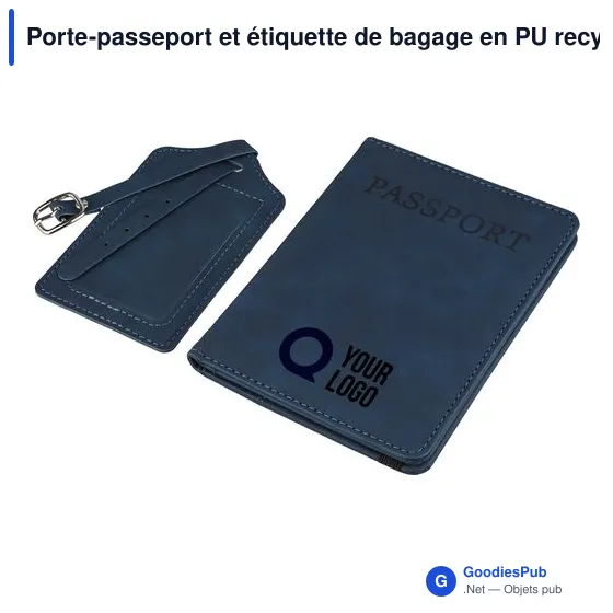 Porte-passeport et étiquette de bagage en PU recyclé Zani - Image 2