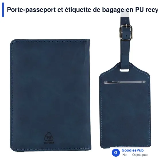 Porte-passeport et étiquette de bagage en PU recyclé Zani - Image 3