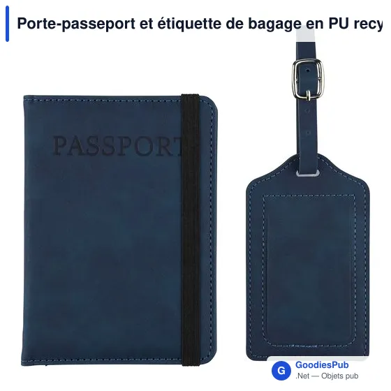 Porte-passeport et étiquette de bagage en PU recyclé Zani - Image 9
