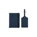 Variante bleu - Porte-passeport et étiquette de bagage en PU recyclé Zani