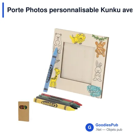Porte Photos personnalisable Kunku avec logo - Cadre en bois naturel