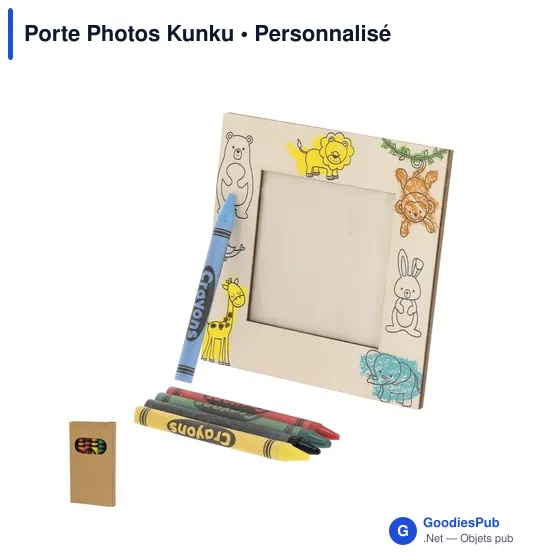 Porte Photos personnalisable Kunku avec logo - Cadre en bois naturel - Image 1