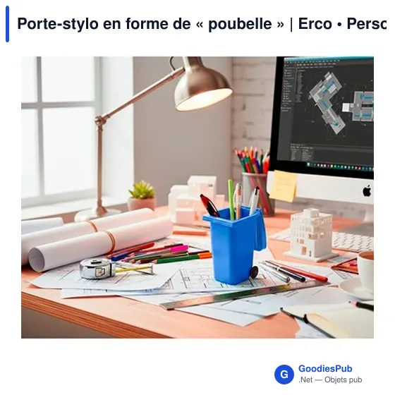 Porte-stylo personnalisable en forme de poubelle avec logo | Erco - Image 3