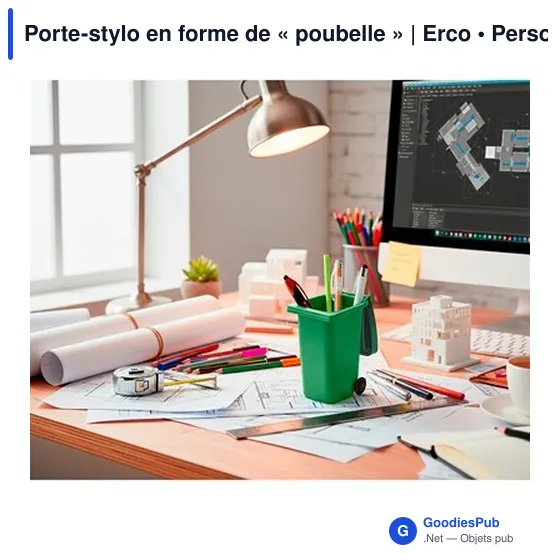Porte-stylo personnalisable en forme de poubelle avec logo | Erco - Image 10