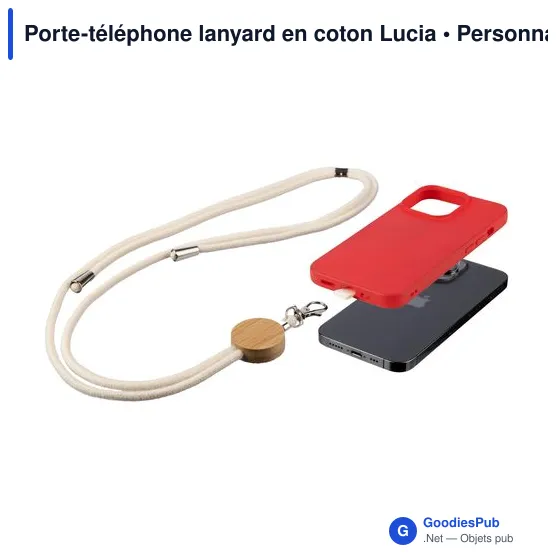 Porte-téléphone lanyard en coton Lucia - Image 3
