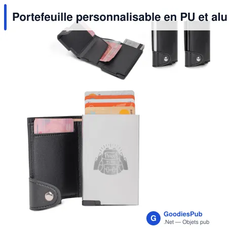 Portefeuille personnalisable en PU et aluminium avec logo - Porte-cartes RFID