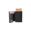 Variante Noir / Noir - Portefeuille personnalisable en PU et aluminium avec logo - Porte-cartes RFID