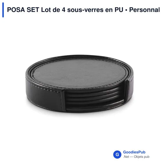 Sous-verres personnalisables en PU - Lot de 4 avec logo - Image 1