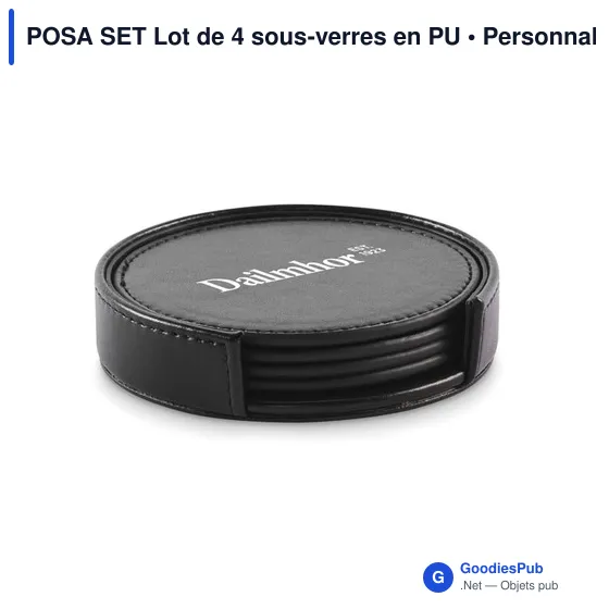 Sous-verres personnalisables en PU - Lot de 4 avec logo - Image 2