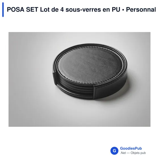 Sous-verres personnalisables en PU - Lot de 4 avec logo - Image 3