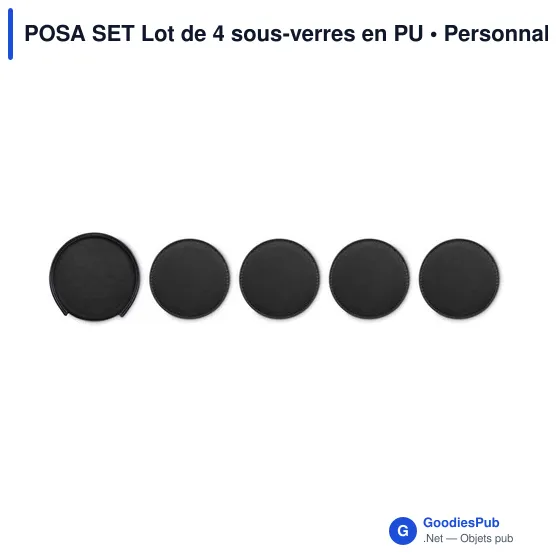 Sous-verres personnalisables en PU - Lot de 4 avec logo - Image 5