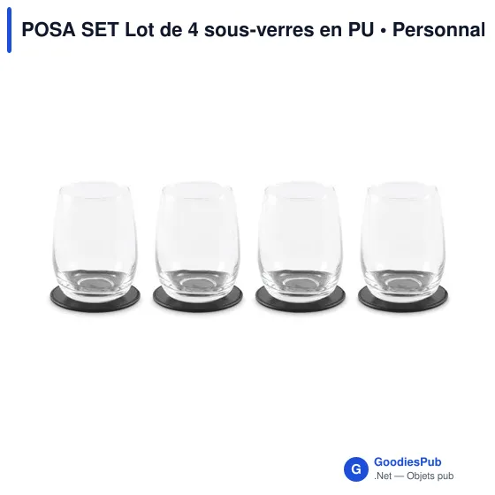Sous-verres personnalisables en PU - Lot de 4 avec logo - Image 6