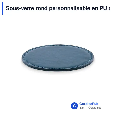 Sous-verre rond personnalisable en PU avec logo - POSA