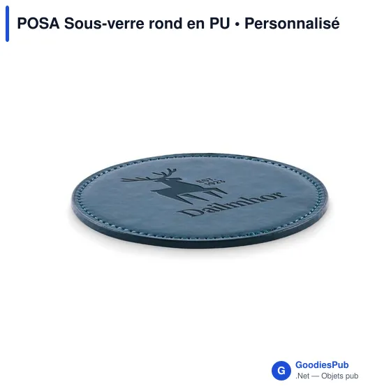 Sous-verre rond personnalisable en PU avec logo - POSA - Image 2