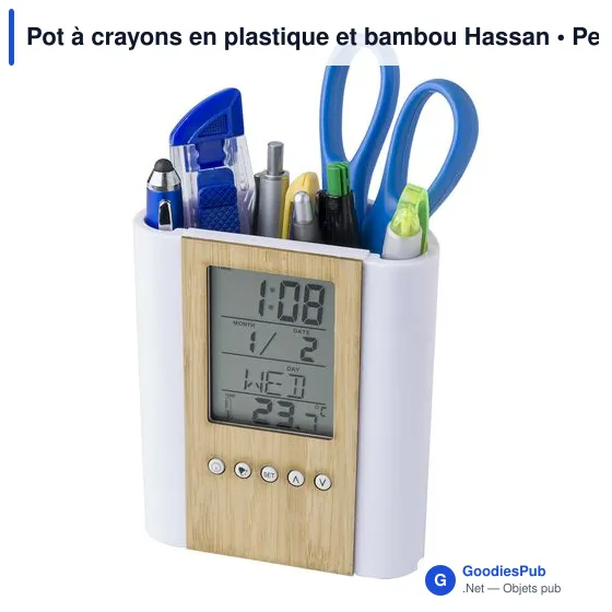 Stylo personnalisable avec logo pour bureau - Pot à crayons multifonctions - Image 3