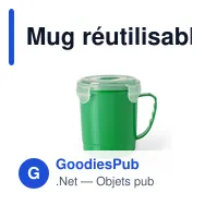 Mug réutilisable personnalisable avec logo pour entreprises - Miniature 1