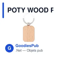 POTY WOOD Porte-clés rectangulaire bois - Miniature 1