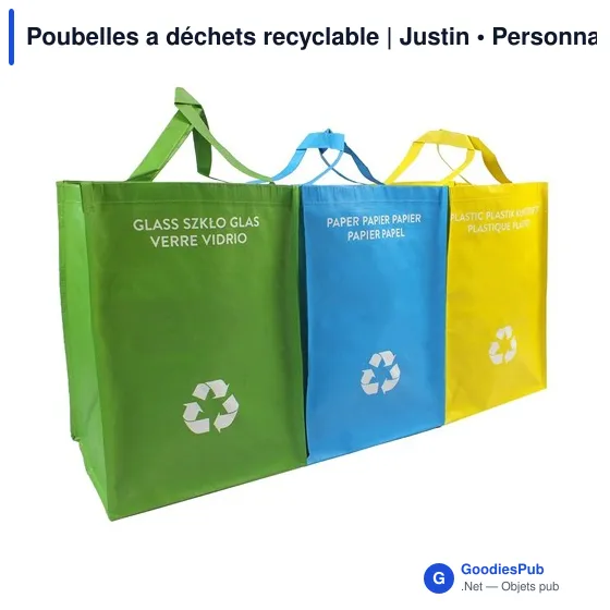 Poubelles à déchets recyclables personnalisables avec logo - Justin - Image 1