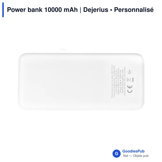 Power bank personnalisable 10000 mAh avec logo | Dejerius - Image 10