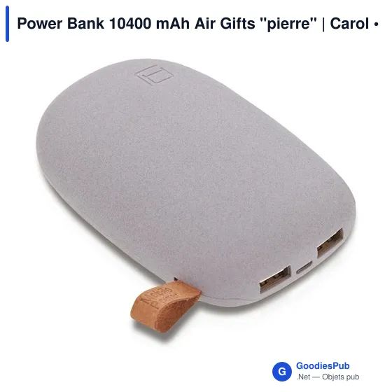 Power Bank personnalisable 10400 mAh avec logo - Air Gifts "pierre" - Image 1