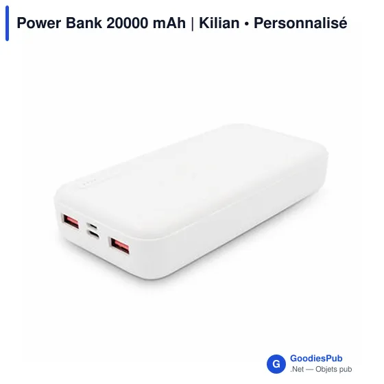 Power Bank personnalisable 20000 mAh avec logo | Kilian - Image 3