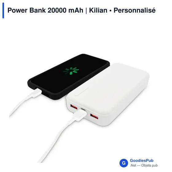 Power Bank personnalisable 20000 mAh avec logo | Kilian - Image 4