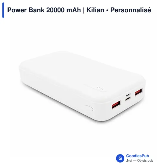 Power Bank personnalisable 20000 mAh avec logo | Kilian - Image 5