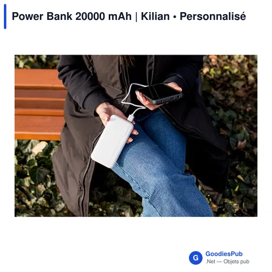 Power Bank personnalisable 20000 mAh avec logo | Kilian - Image 8