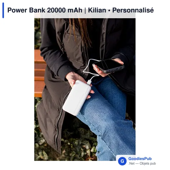 Power Bank personnalisable 20000 mAh avec logo | Kilian - Image 9