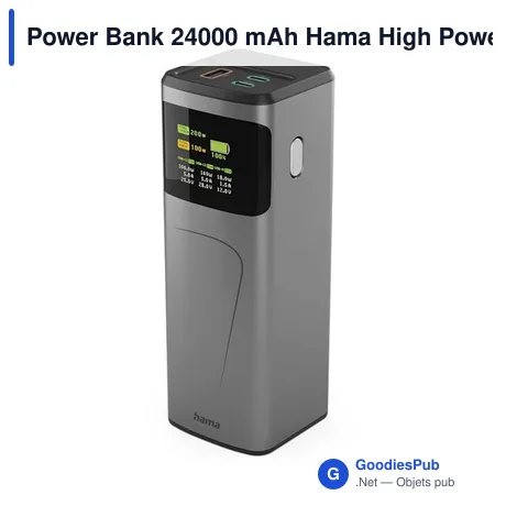 Power Bank personnalisable 24000 mAh avec logo - Hama High Power 200W