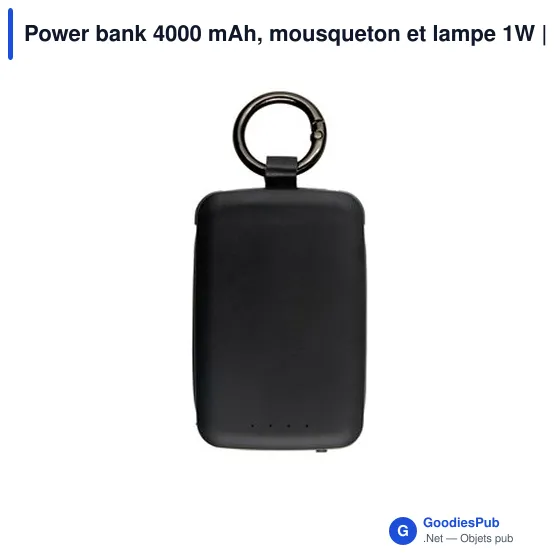 Power bank personnalisable 4000 mAh avec mousqueton et lampe 1W | Dimetriceavec logo - Image 6