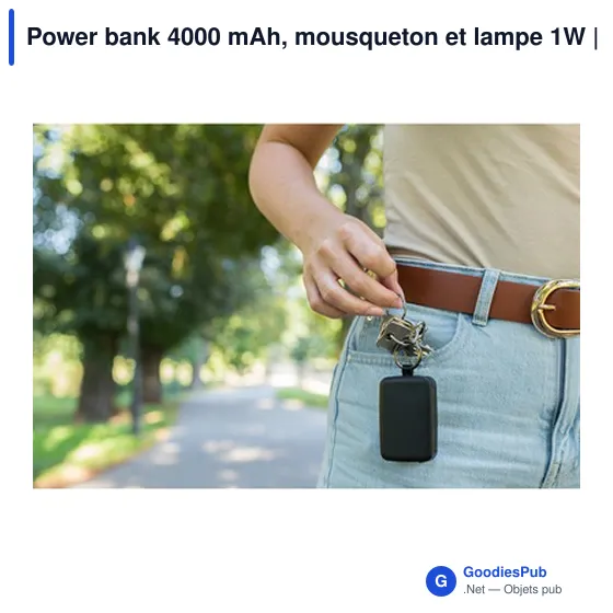 Power bank personnalisable 4000 mAh avec mousqueton et lampe 1W | Dimetriceavec logo - Image 10