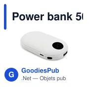 Power bank personnalisable 5000 mAh avec fonction chauffe-mains | Kaelavec logo - Miniature 5