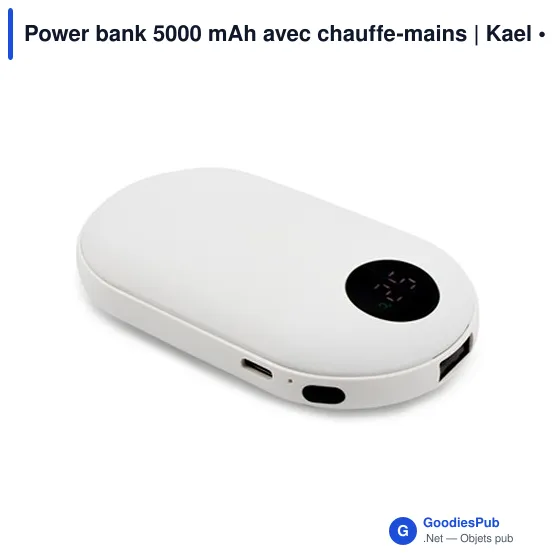 Power bank personnalisable 5000 mAh avec fonction chauffe-mains | Kaelavec logo - Image 5
