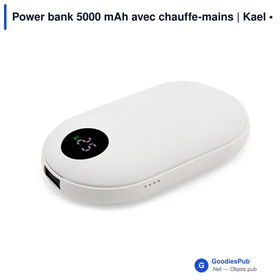 Power bank personnalisable 5000 mAh avec fonction chauffe-mains | Kaelavec logo - Image 6