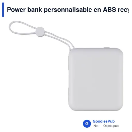 Power bank personnalisable en ABS recyclé Jona avec logo