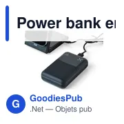 Power bank en ABS recyclé Rayen - Miniature 2